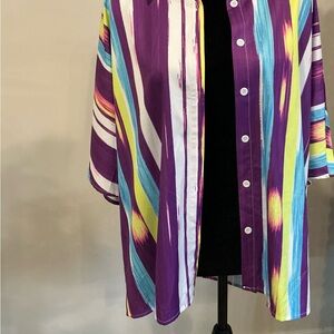 Vibrant Striped Button-Up Shirt